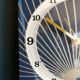 Vintage clock silent rectangular wall pendulum "golden blue vegetable"