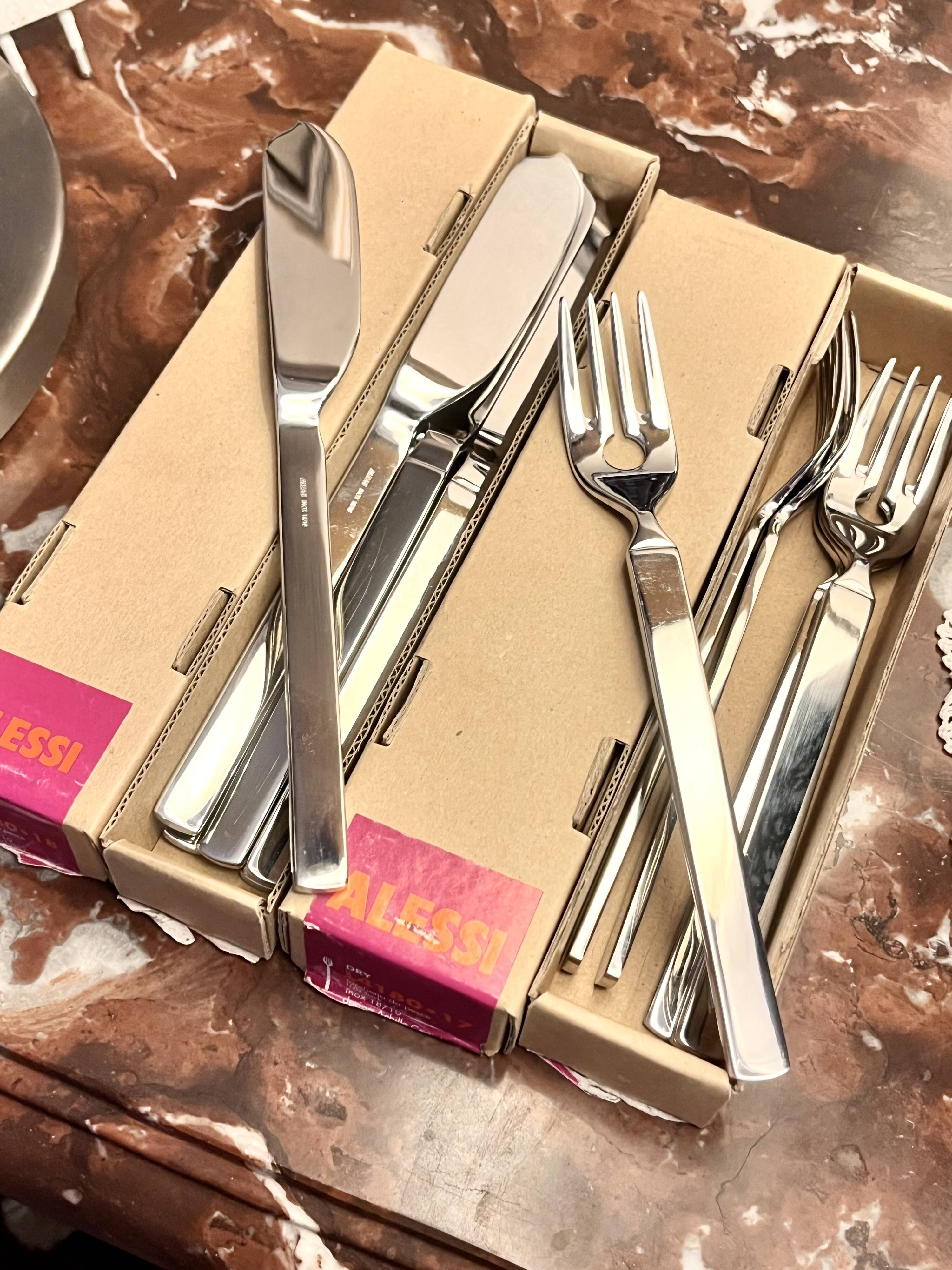 Achille Castiglioni for Alessi Set Dry Fish Knives and Forks