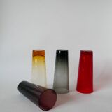 set of 4 colored and textured Long Drink glasses Design 1970
