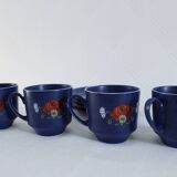 Vintage coffee set - blue and red flower patterns