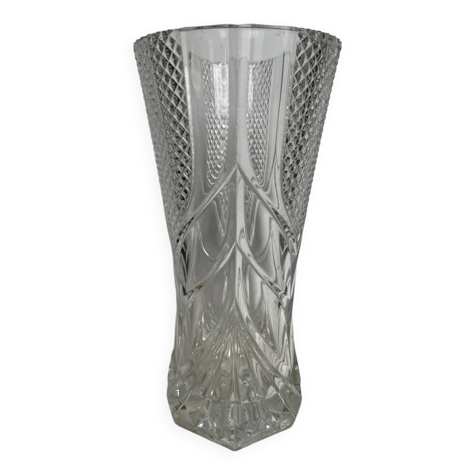 Large molded crystal vase