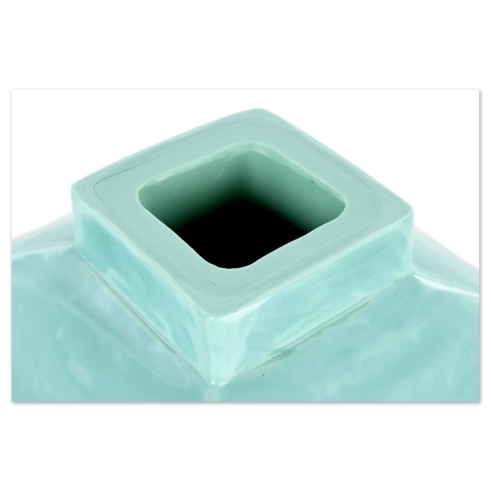 Square Turquoise Ceramic Vase