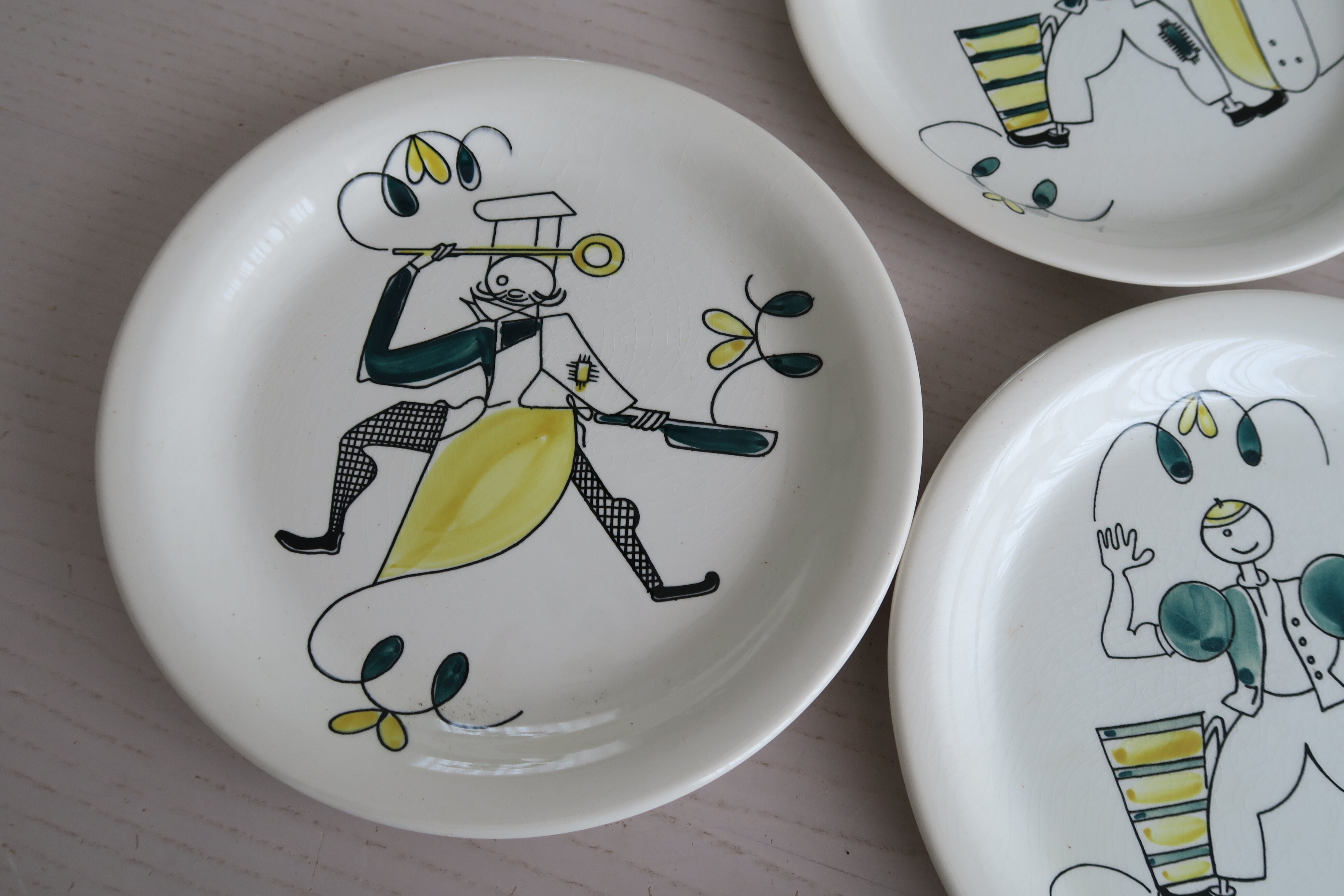 6 Assorted plates Stavanger Flint Norway 1950-60 Scandinavian hand décor