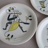 6 Assorted plates Stavanger Flint Norway 1950-60 Scandinavian hand décor