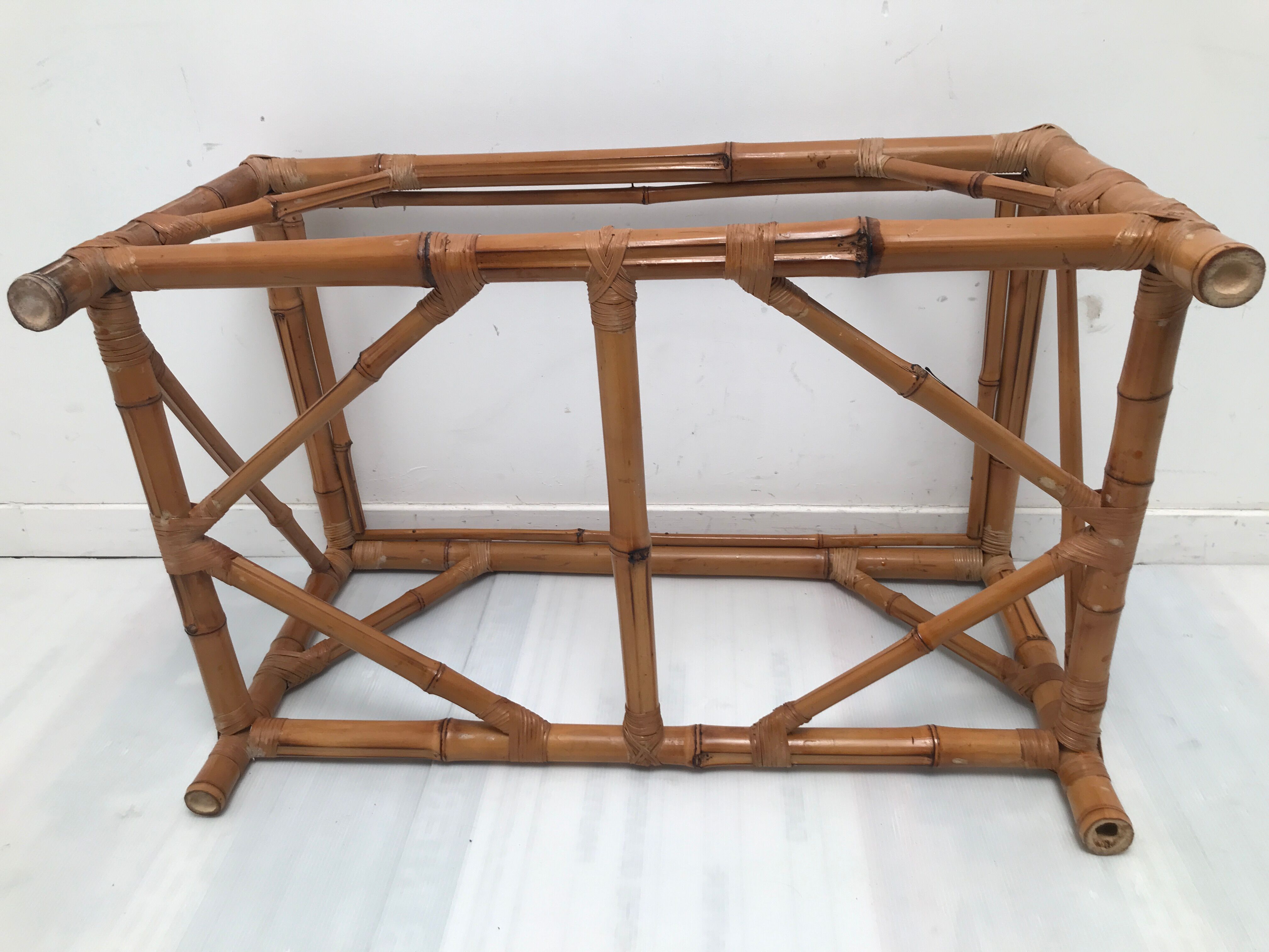 Vintage coffee table in real bamboo and glass 60/70