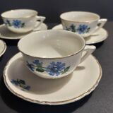 Series of four Orchies earthenware cups with chicory flower decoration