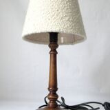 Lampe de chevet en chêne et velours de laine