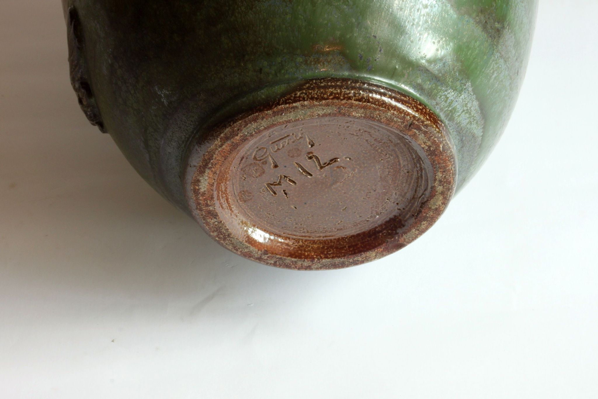 Art Deco Stoneware Vase with Fish Reliëf by Roger Guerin, Belgium, 1920s