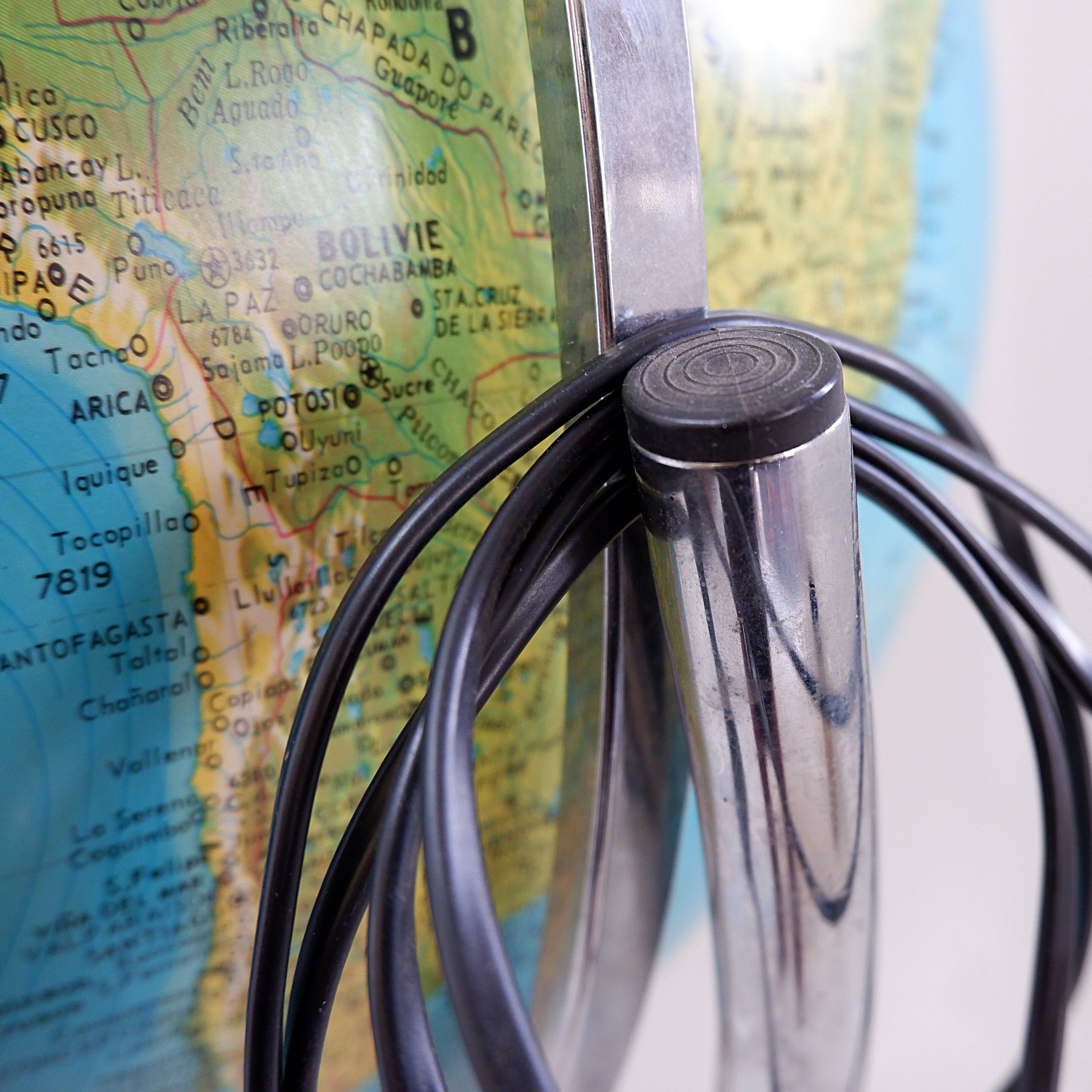 Illuminated geoscope globe on a chrome stand, Italy circa 1980