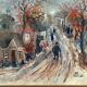 Original Swedish Oil On Panel – “Bygatan” By Kai Nielsen – Signed