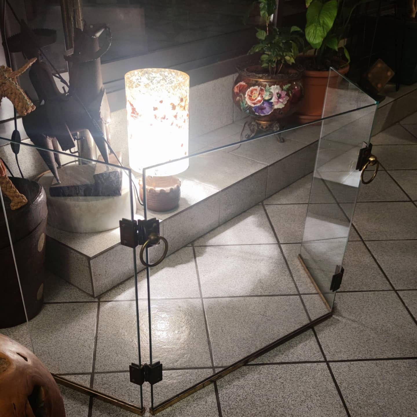 Fire or sparks glass and golden brass