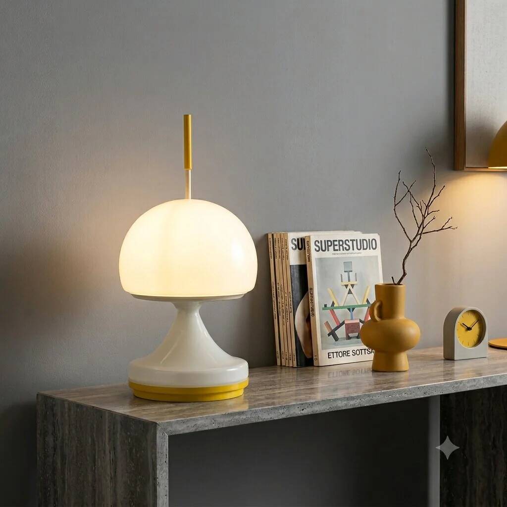 Vintage glass table lamp with double switch, Italy, 1970s