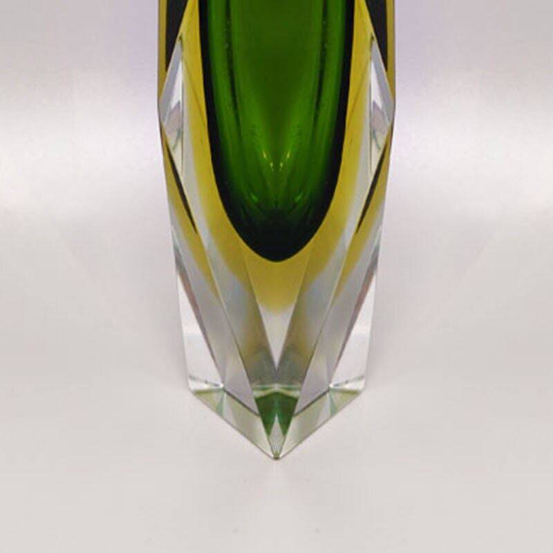 1960s Astonishing Green Vase By Flavio Poli for Seguso. Made in Italy