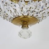 Antique hot air balloon chandelier with glass pendants. 1950s-1960s