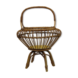 Rattan sewing cart