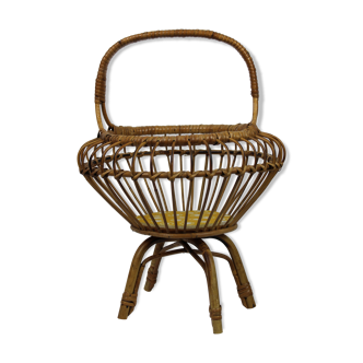 Rattan sewing cart