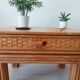 Vintage side table in bamboo and rattan from the 1970s.