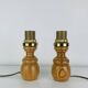 Pair of pine lamps, turned wood, vintage