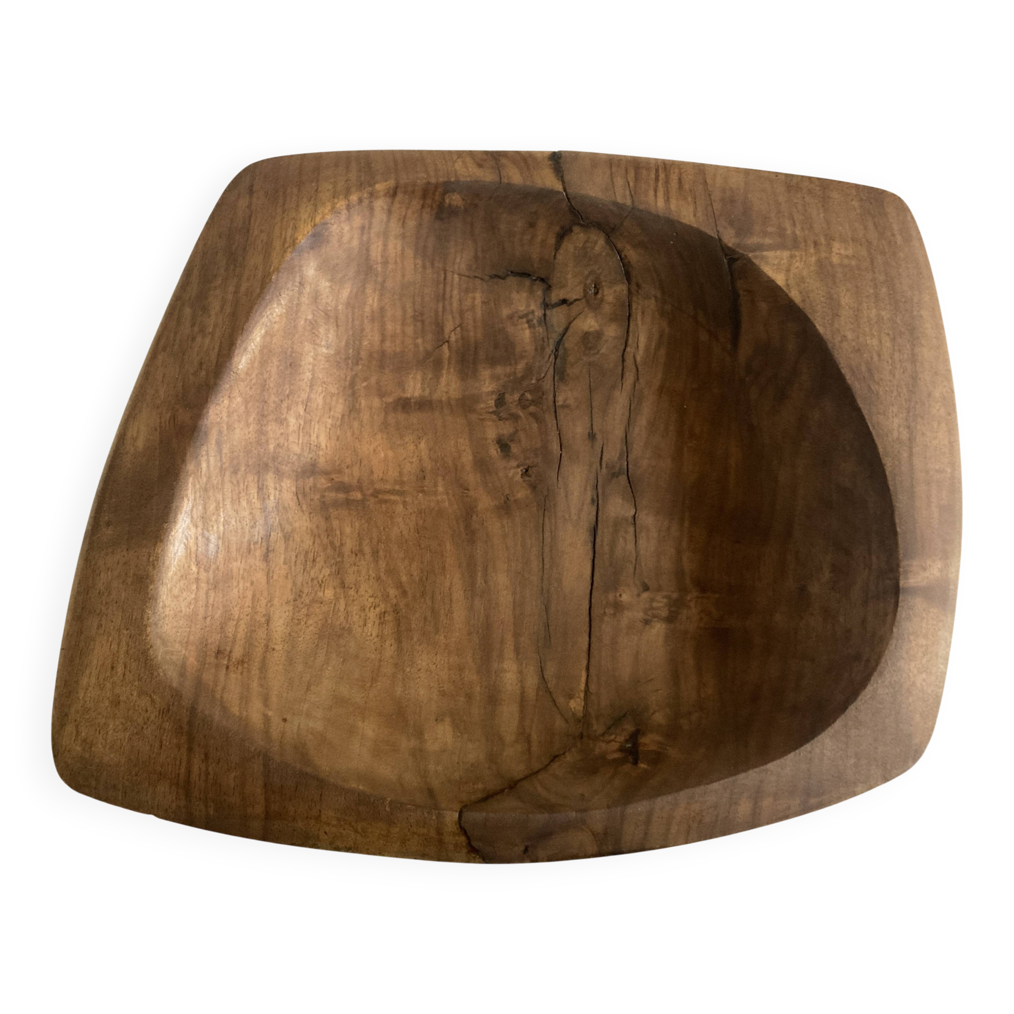 Vide poche forme libre mid century XXL en bois d'olivier