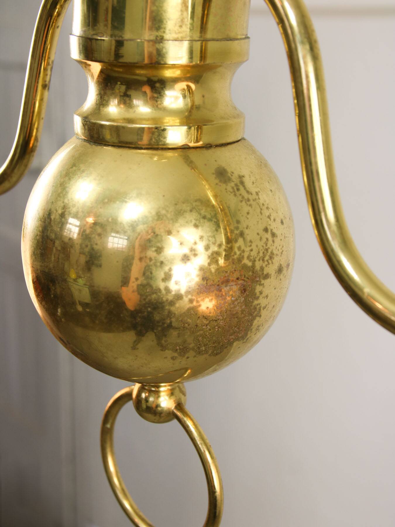 Art Deco Italian Brass and Opaline Chandelier