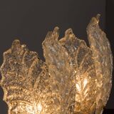 Pair of Italian brass and Murano glass leaf shaped table lamps