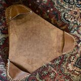 Vintage Mexican tripod stools in bamboo and leather.