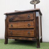 Vintage Brutalist Solid Elm Chest of Drawers