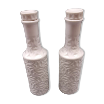 2 white porcelain bottles sargadelos o castro vintage