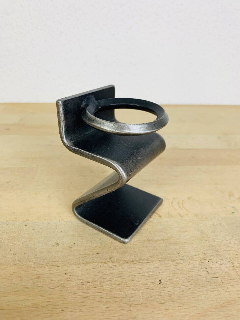 Brutalist wrought iron candlestick "Z"
