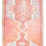 4x10 Runner Salmon Pink Vintage Runner, Turkish Wool Runner, 103x307Cm