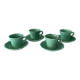 Set of 4 Vintage Jade Green Studio Pottery Espresso Cups & Saucers – Hand G