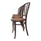 Set of 4 chairs signed Thonet with caning