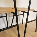 Set of 4 vintage school chairs / retro wooden dining chair with metal base / stol kamnik yugoslavia