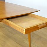 Vintage 1960s light oak table & compass legs