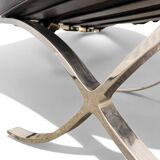 Ottoman Barcelona Original Knoll - Black Leather & Chrome - Design 1929