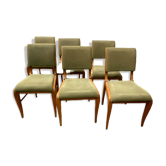 Suite de six chaises art déco en bois patiné XX siècle