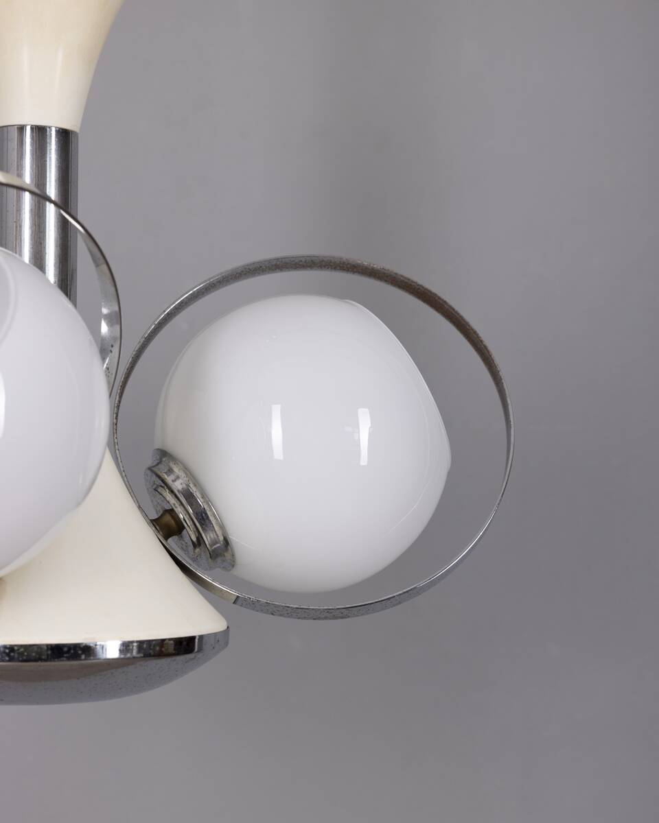 Vintage Space Age Italian Chandelier with Glass Lights, 1970s