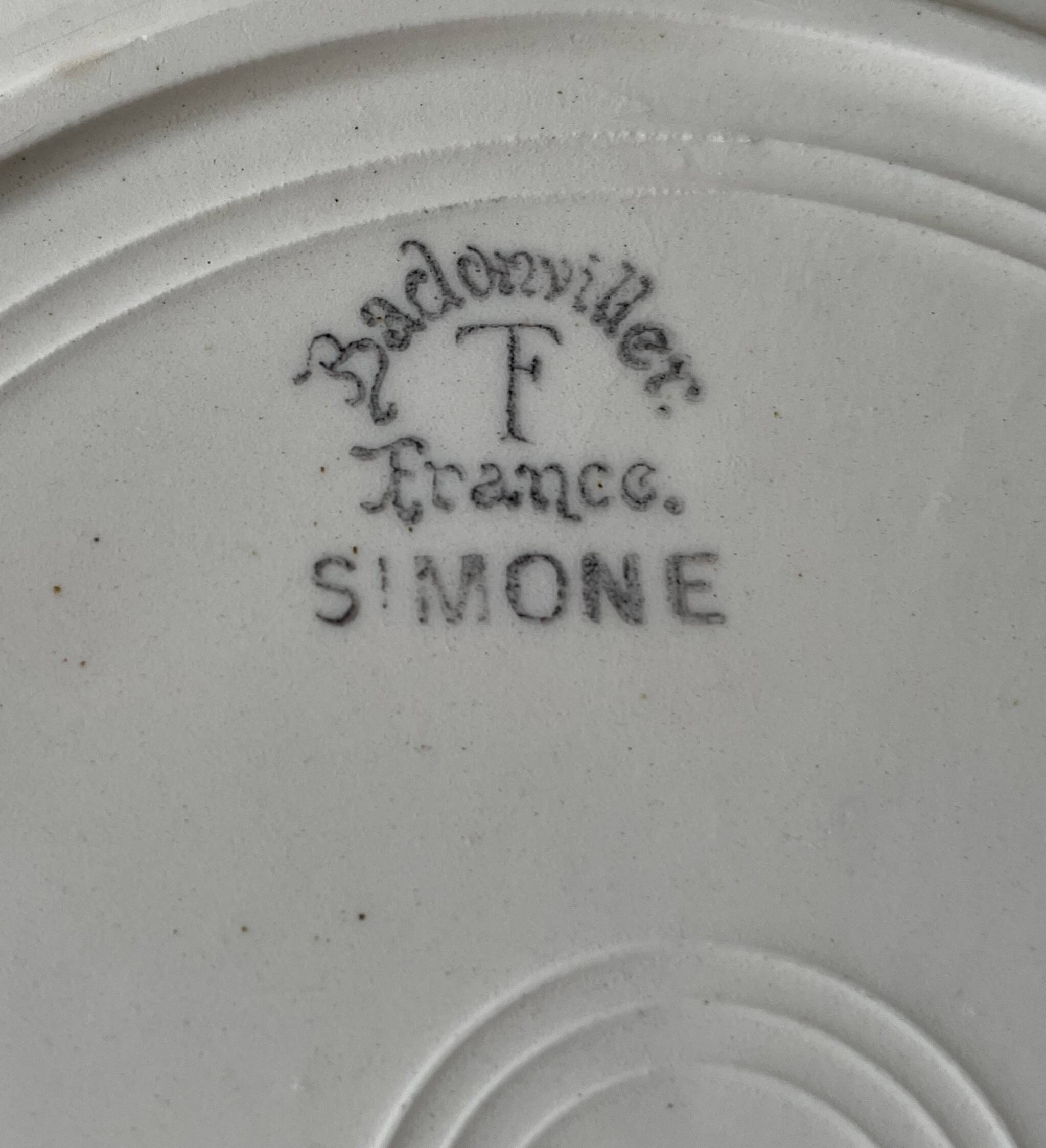 6 antique flat plates in faience from badonviller