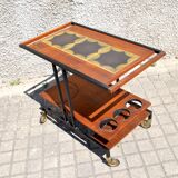DESIGN BAR table on wheels Serving trolley ceramic metal and wood 1960-1970