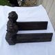 Pair of cast iron channels and metal FAU woman's head