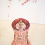 Pink chiseled glass table lamp