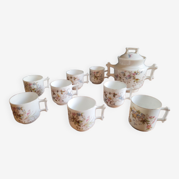 30's porcelain cups and sugar bowl