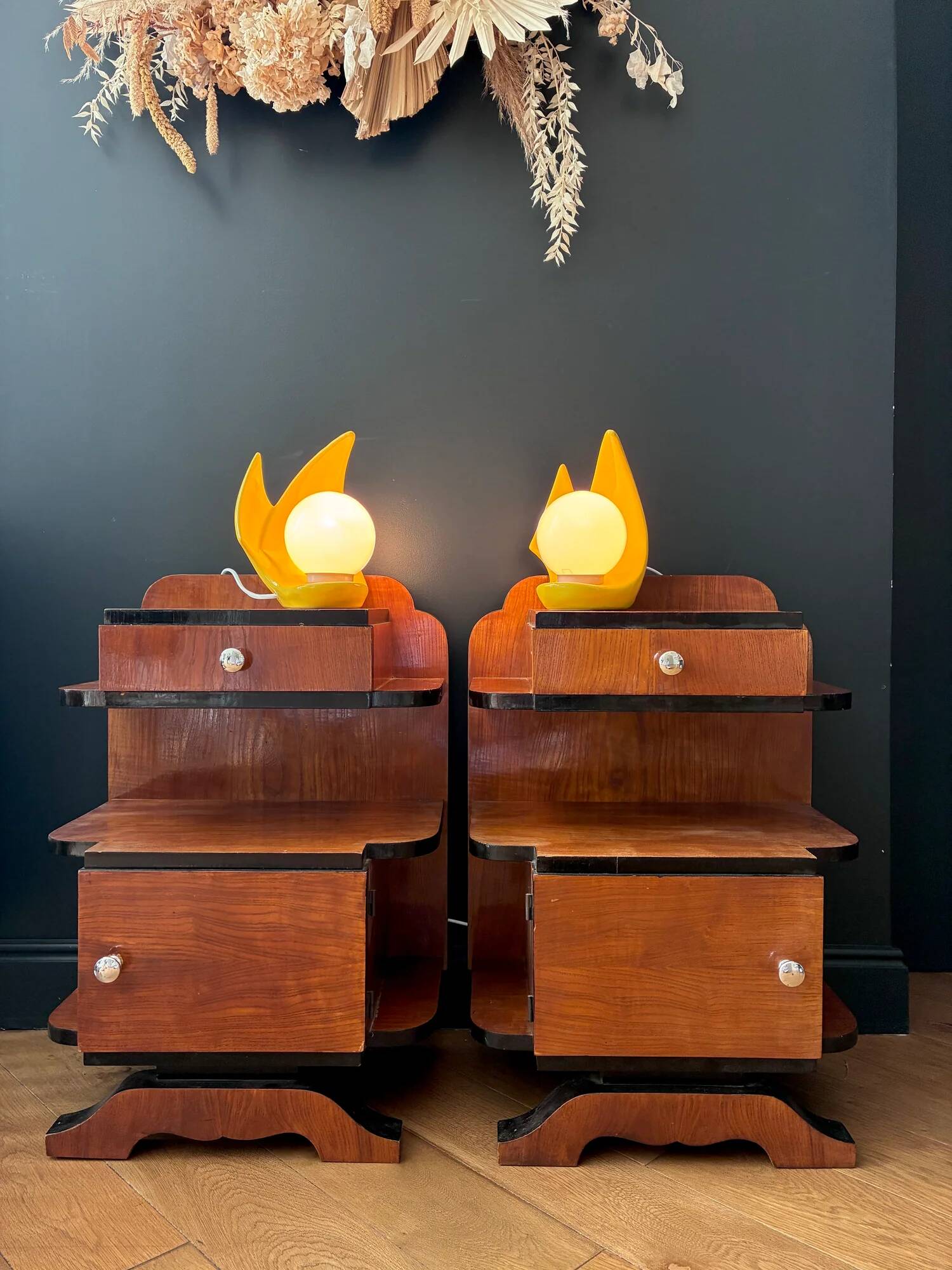 Pair of bright yellow POP lamps - 1980.