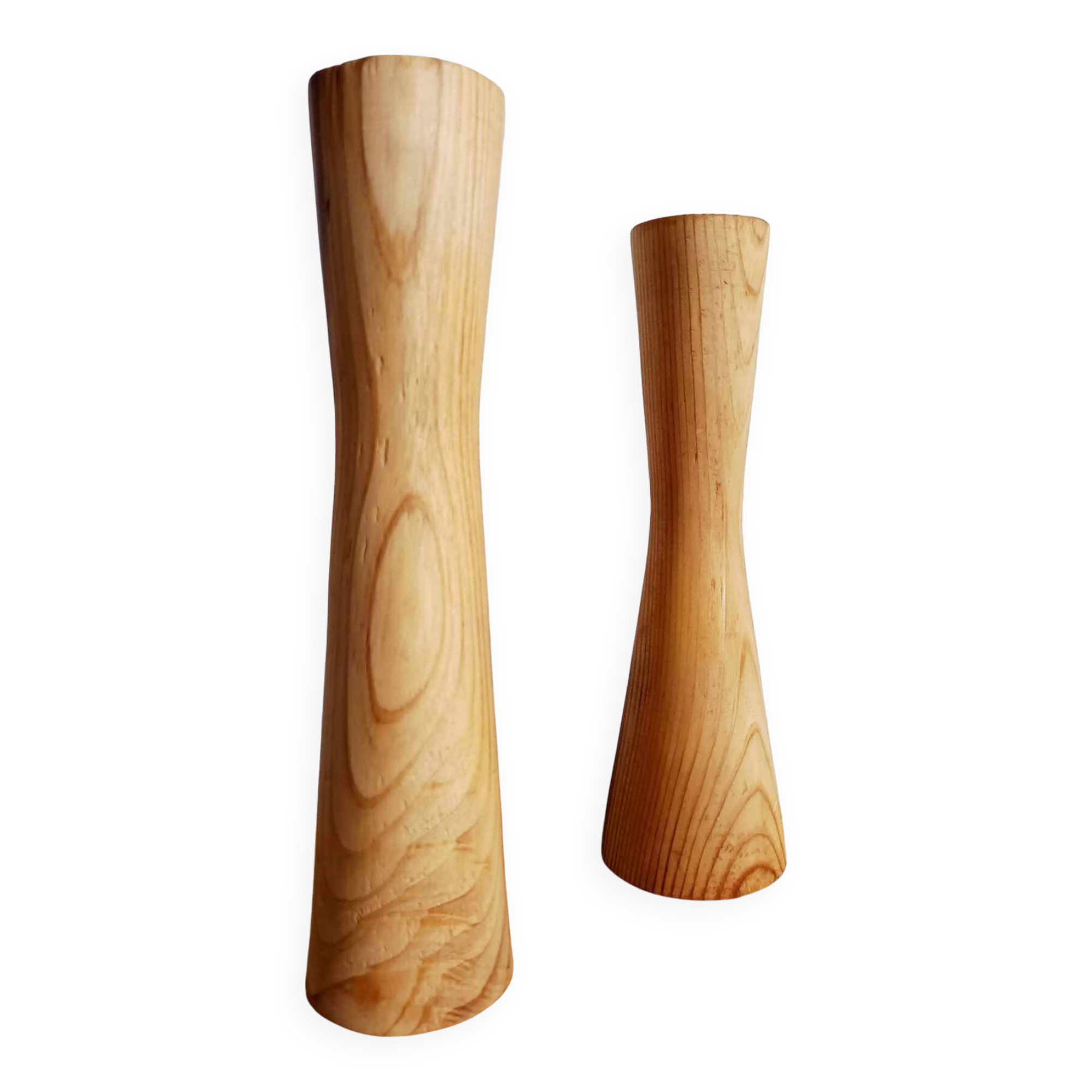 Scandinavian brutalist wooden candle holders