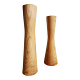 Scandinavian brutalist wooden candle holders