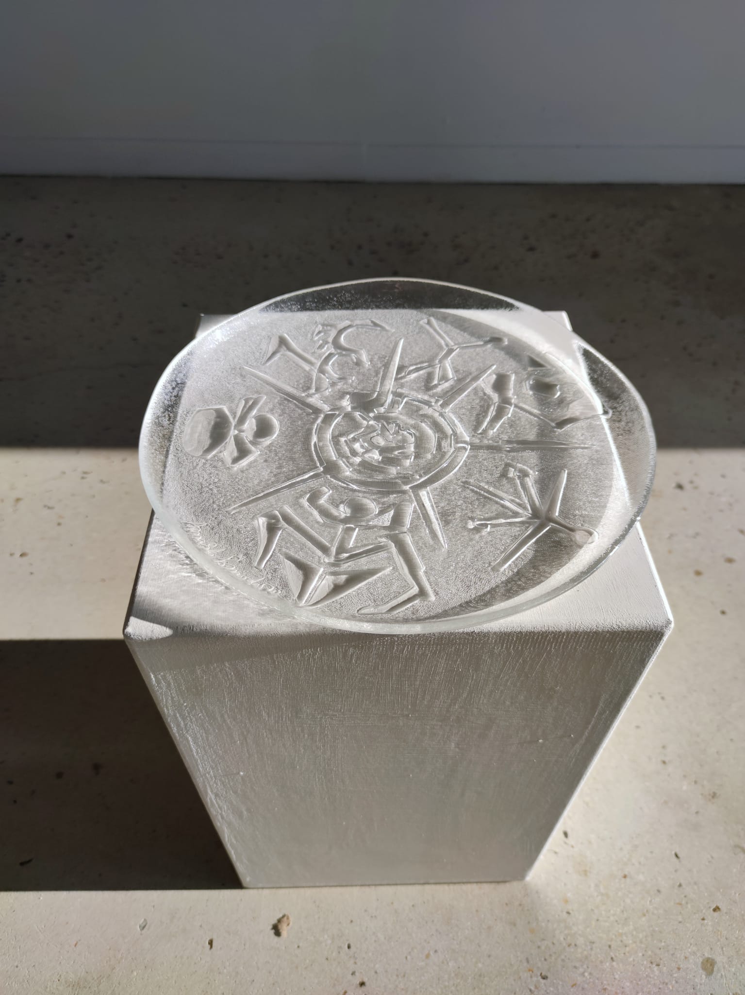 Glass dish by Arnaldo Pomodoro Ars D Milano