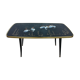 Table basse forme libre peinture sous verre heron jardin 1950 ancien
