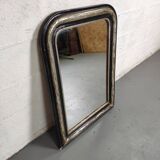 Mirror Louis-Philippe black wood and silver carved