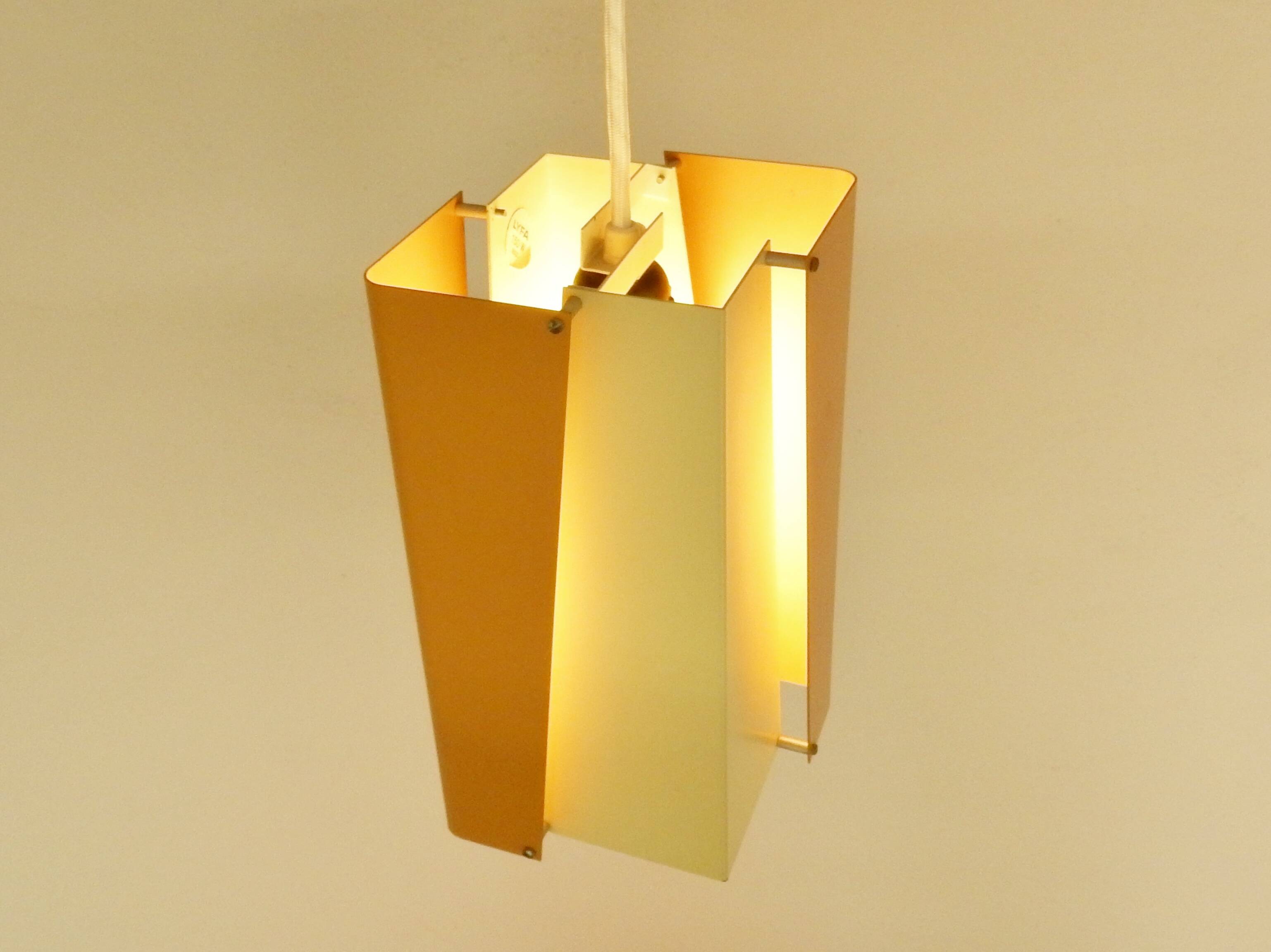 Rare metal pendant light for Lyfa, Denmark 1960's