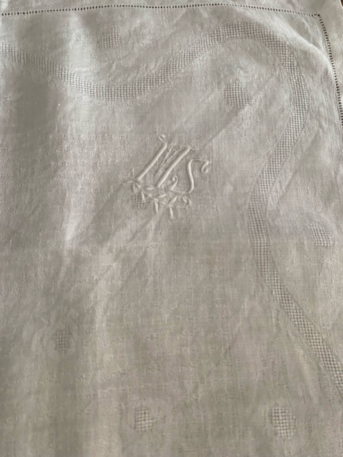 7 MS Monogram Damask Cotton Napkins